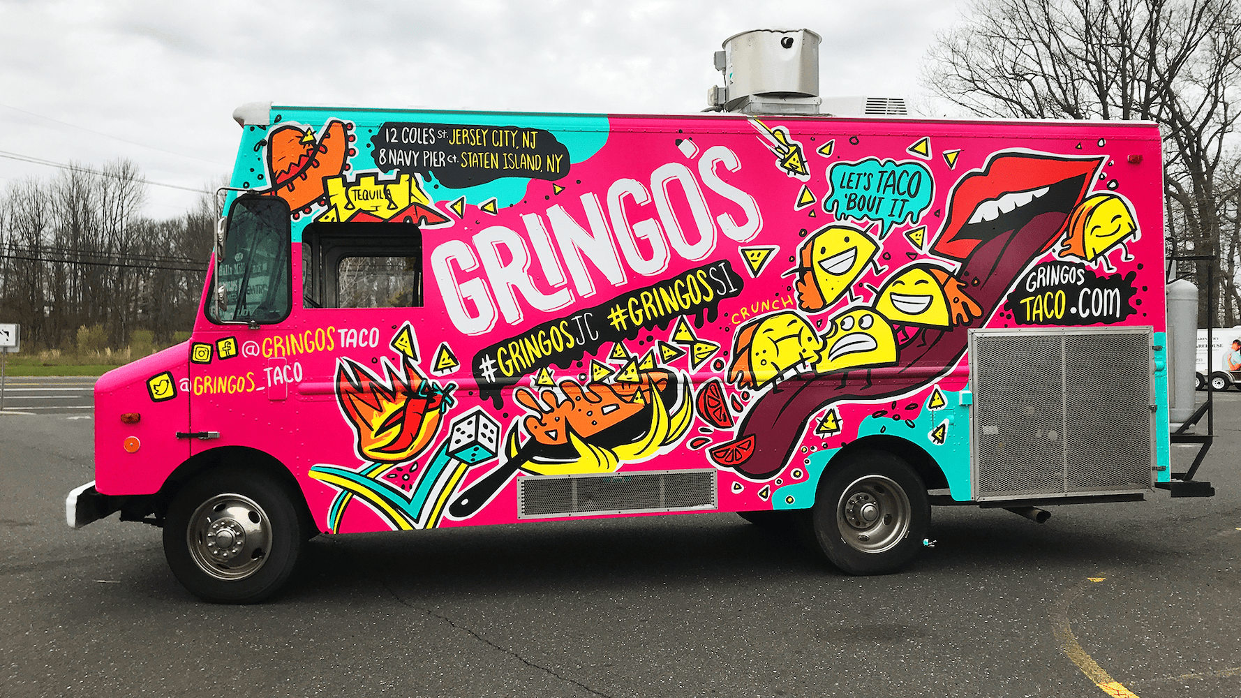 Food truck wrapped by Prime Graphics Lab featuring a vibrant, custom vinyl design that highlights the brand’s logo and colors.